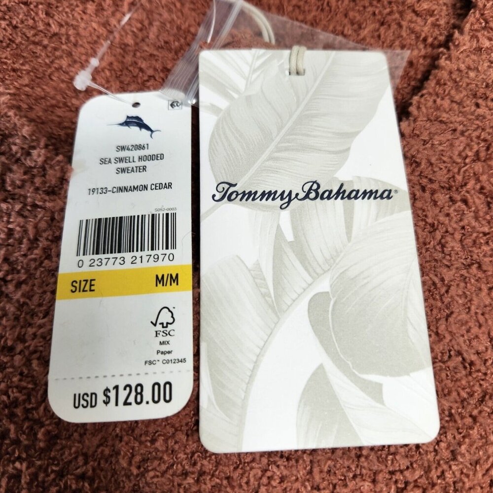 Tommy Bahama Women's Size M Sweater Sea Swell Hooded Cinnamon Cedar (17) - Picture 8 of 9